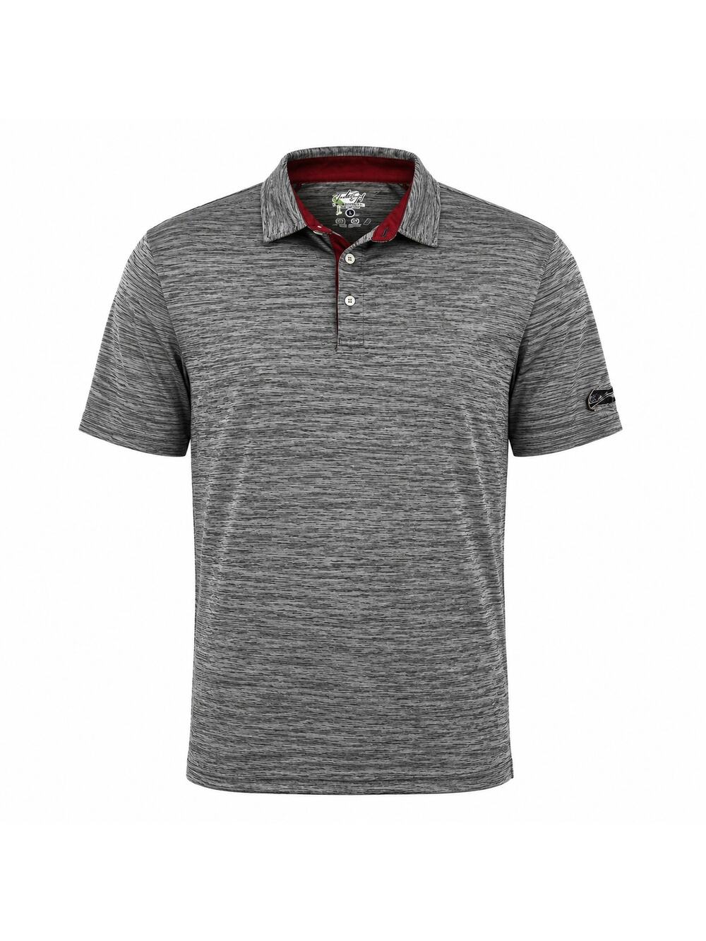 TailorByrd Golf Polo Shirt Mens Large Gray Red Performance Stretch Short Sleeve